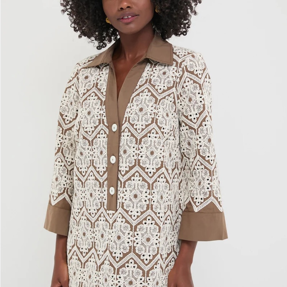 Brown and White Lace Tuckernuck Dress New with tags